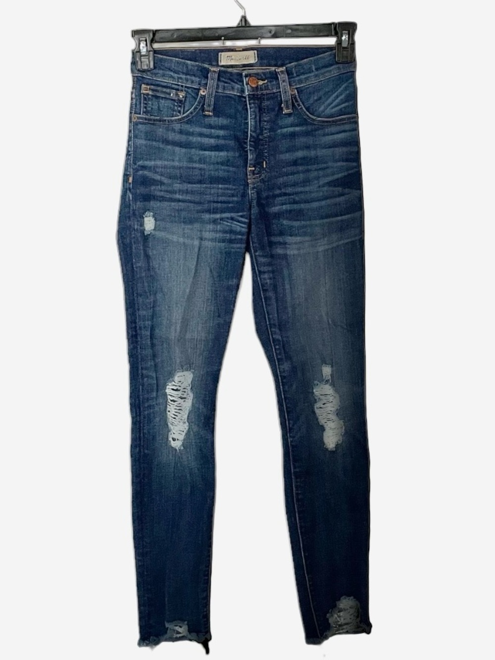 MADEWELL Dark Wash Distressed Skinny Jeans 9” High Rise Skinny 26